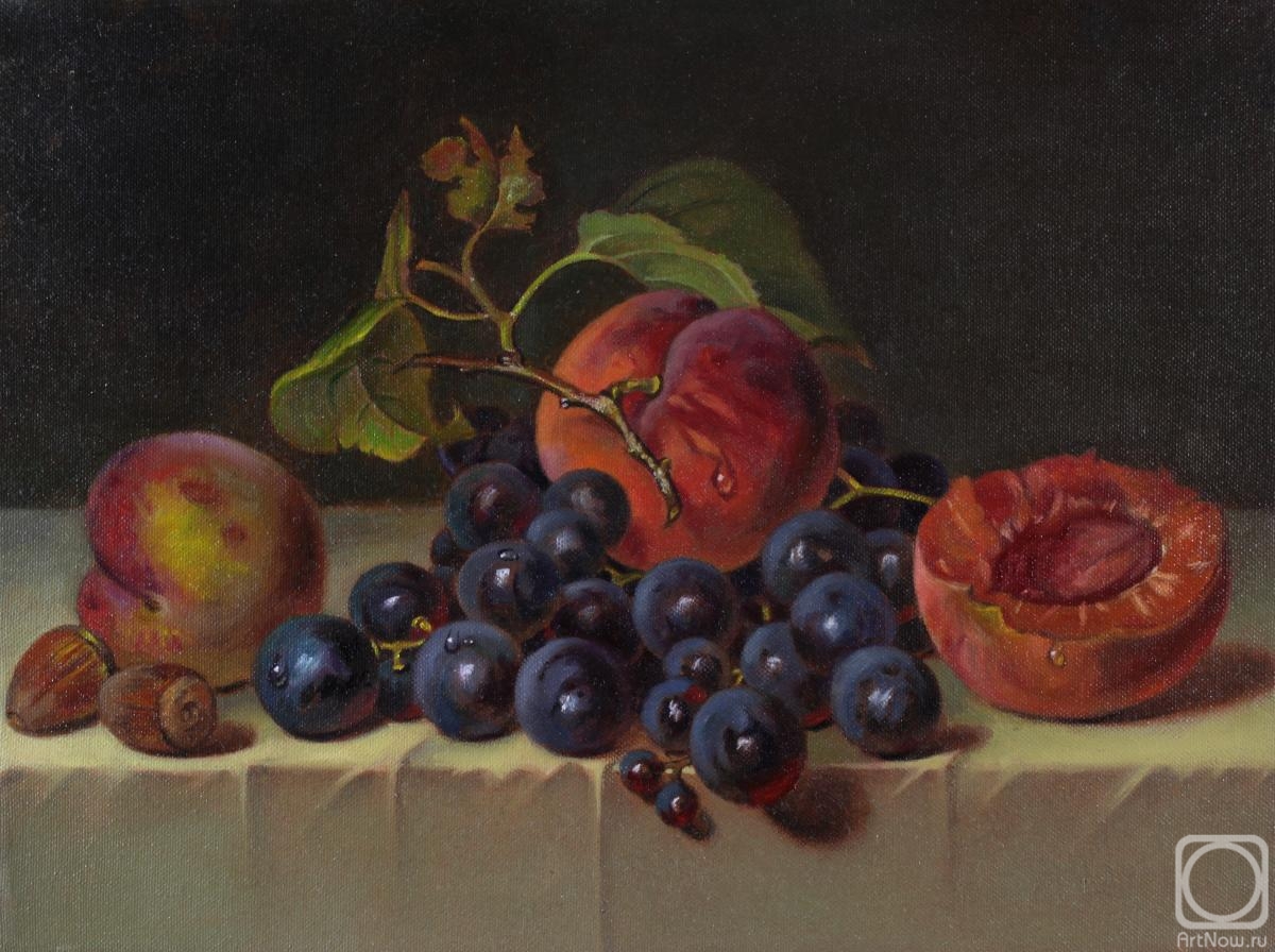 Rychkov Ilya. A free copy of the painting of Emily Prayer "Still life with peaches and grapes"