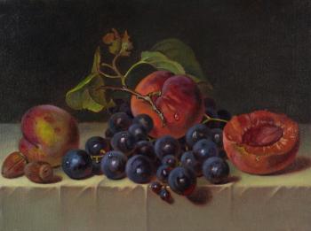 A free copy of the painting of Emily Prayer "Still life with peaches and grapes"