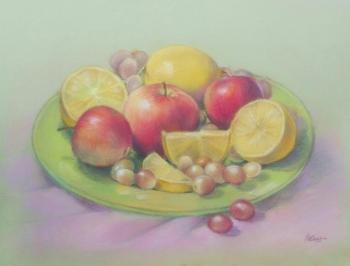 Still life with lemons and apples. Kistanova Nadezhda