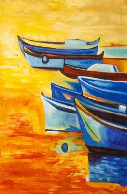 Copy of Ivaylo Nikolov's painting. Fishing boats N2