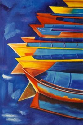 Copy of Ivaylo Nikolov's painting. Fishing boat
