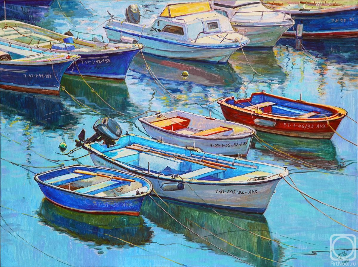 Filippova Ksenia. Boats and reflections in the Spanish Marina
