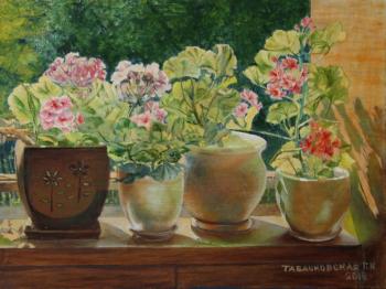 On the veranda (Flowerpots). Kudryashov Galina