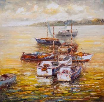 Boats in sunset Bay N4. Vevers Christina