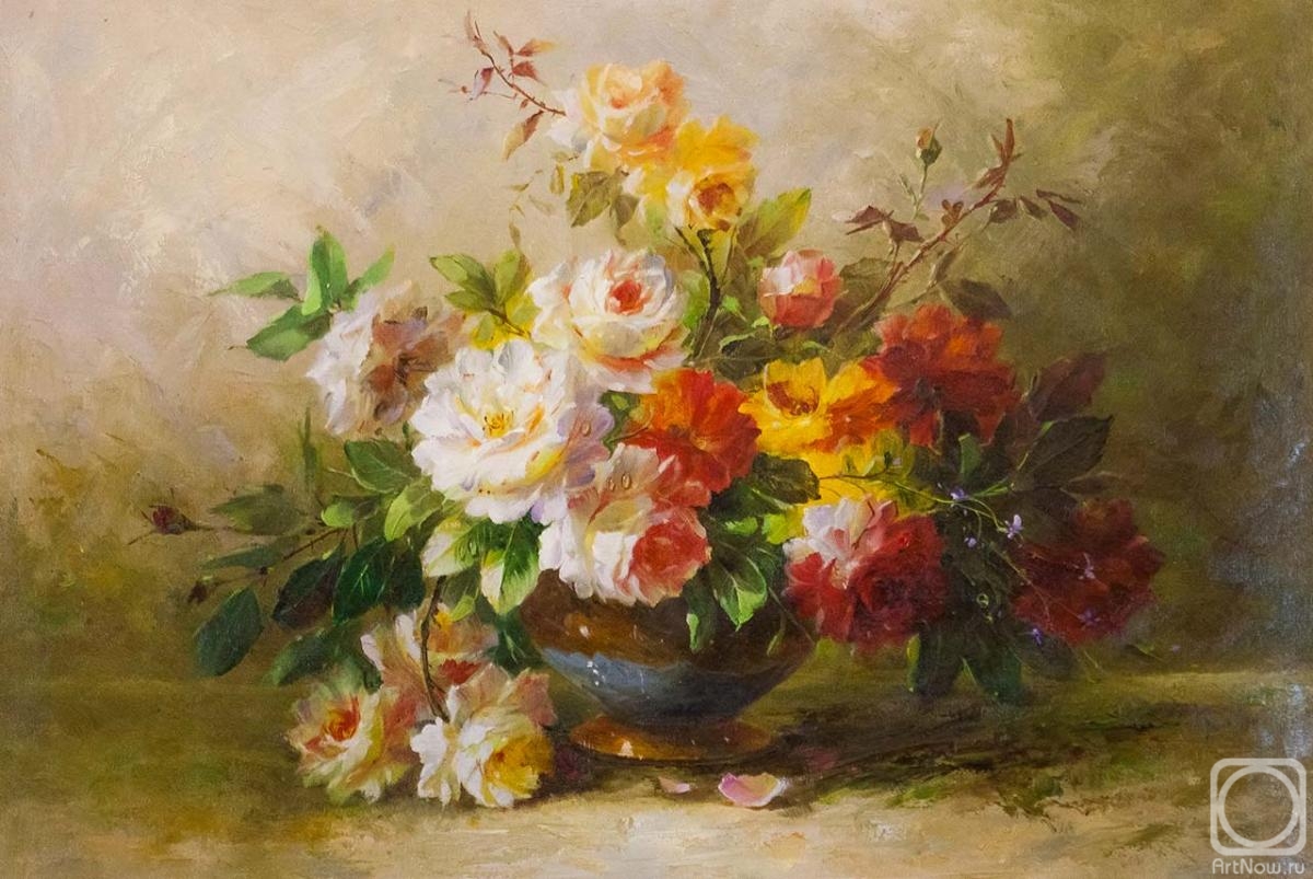 Kamskij Savelij. Bouquet of roses in art Nouveau style