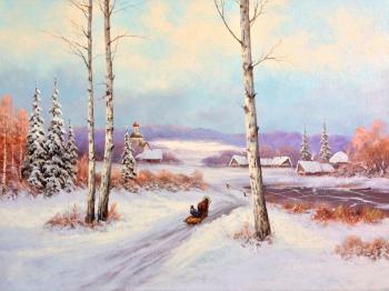 Winter landscape, sleigh