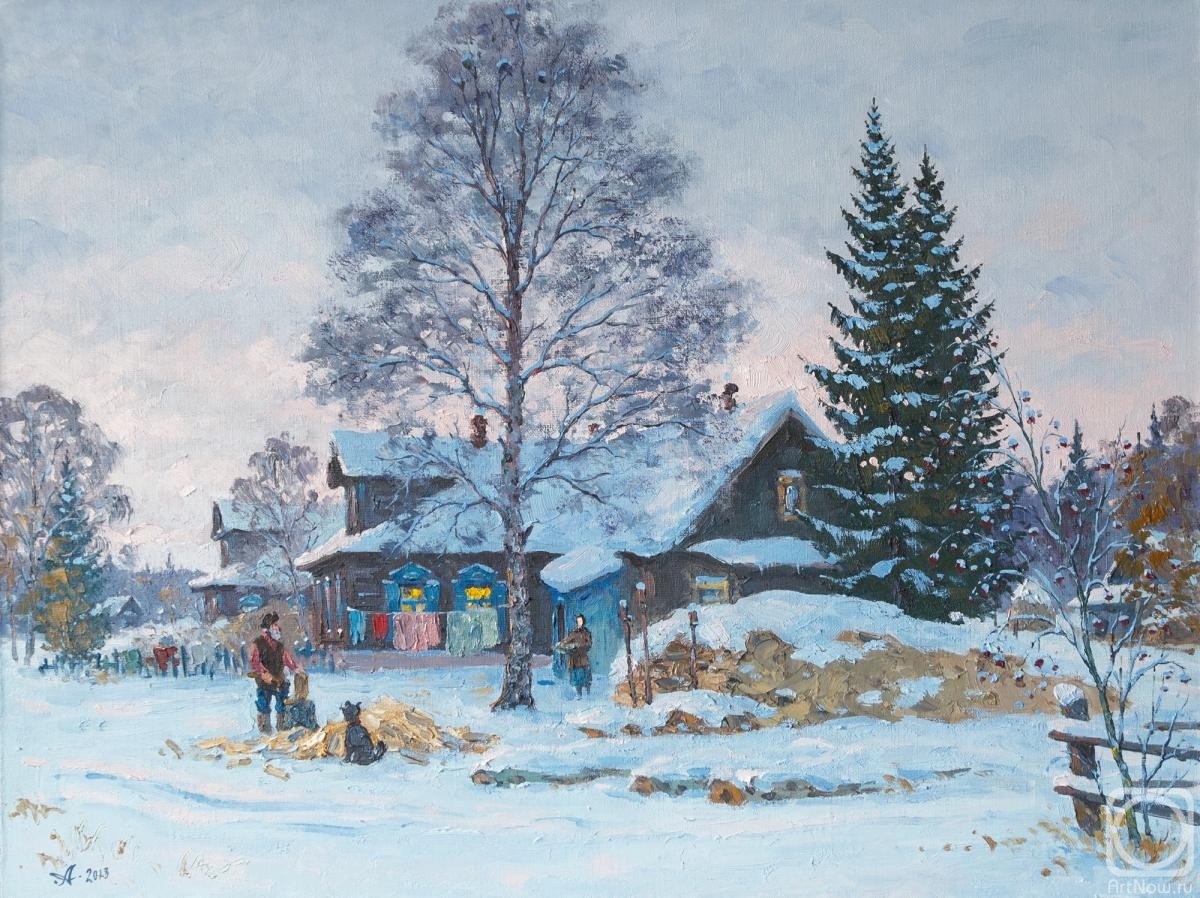 Alexandrovsky Alexander. Chopping firewood, the village of Lyadiny