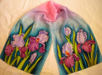 Batik-scarf "Irises beloved". Moskvina Tatiana