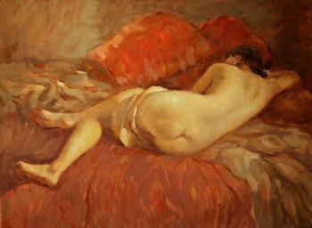 Nude on a red (). Vyrvich Valentin