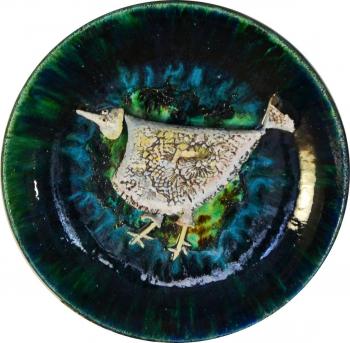 The dish is "White crow" (Ceramic Bird). Gulhenko Moisej