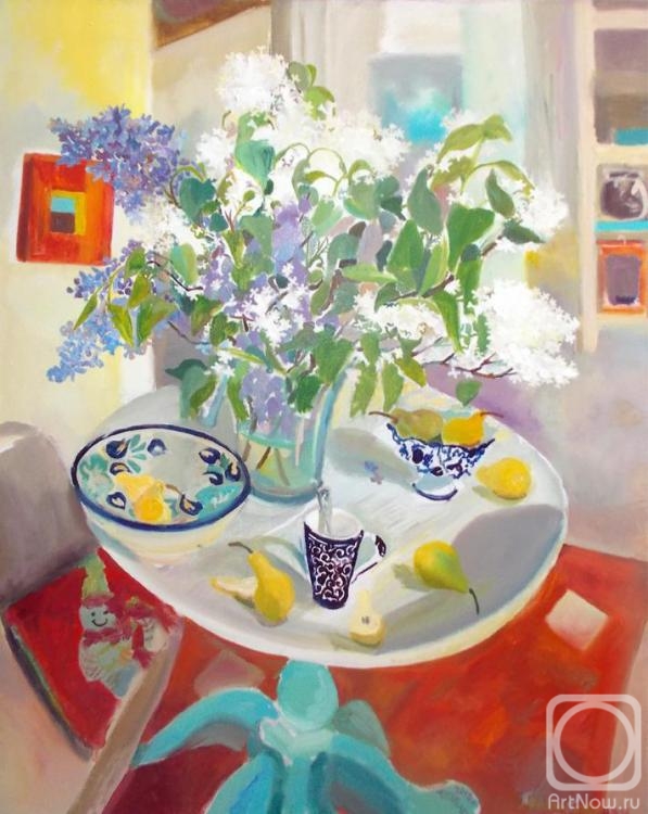 Petrovskaya-Petovraji Olga. Still life with pears and lilacs