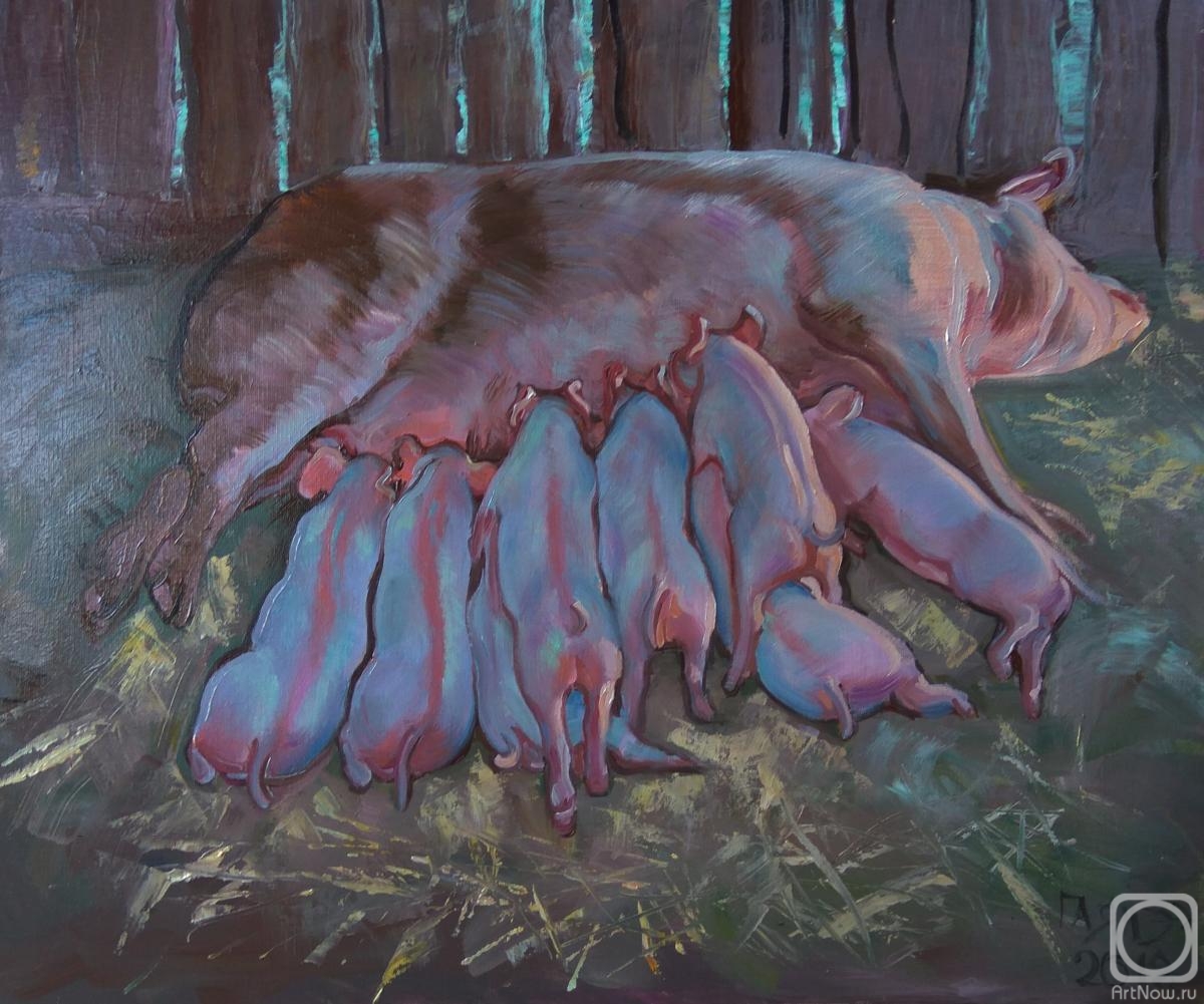 Dobrovolskaya Gayane. Pig with piglets