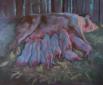 Pig with piglets. Dobrovolskaya Gayane