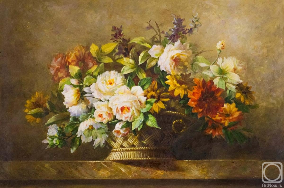 Kamskij Savelij. Bouquet of flowers in a basket