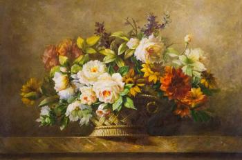 Bouquet of flowers in a basket. Kamskij Savelij