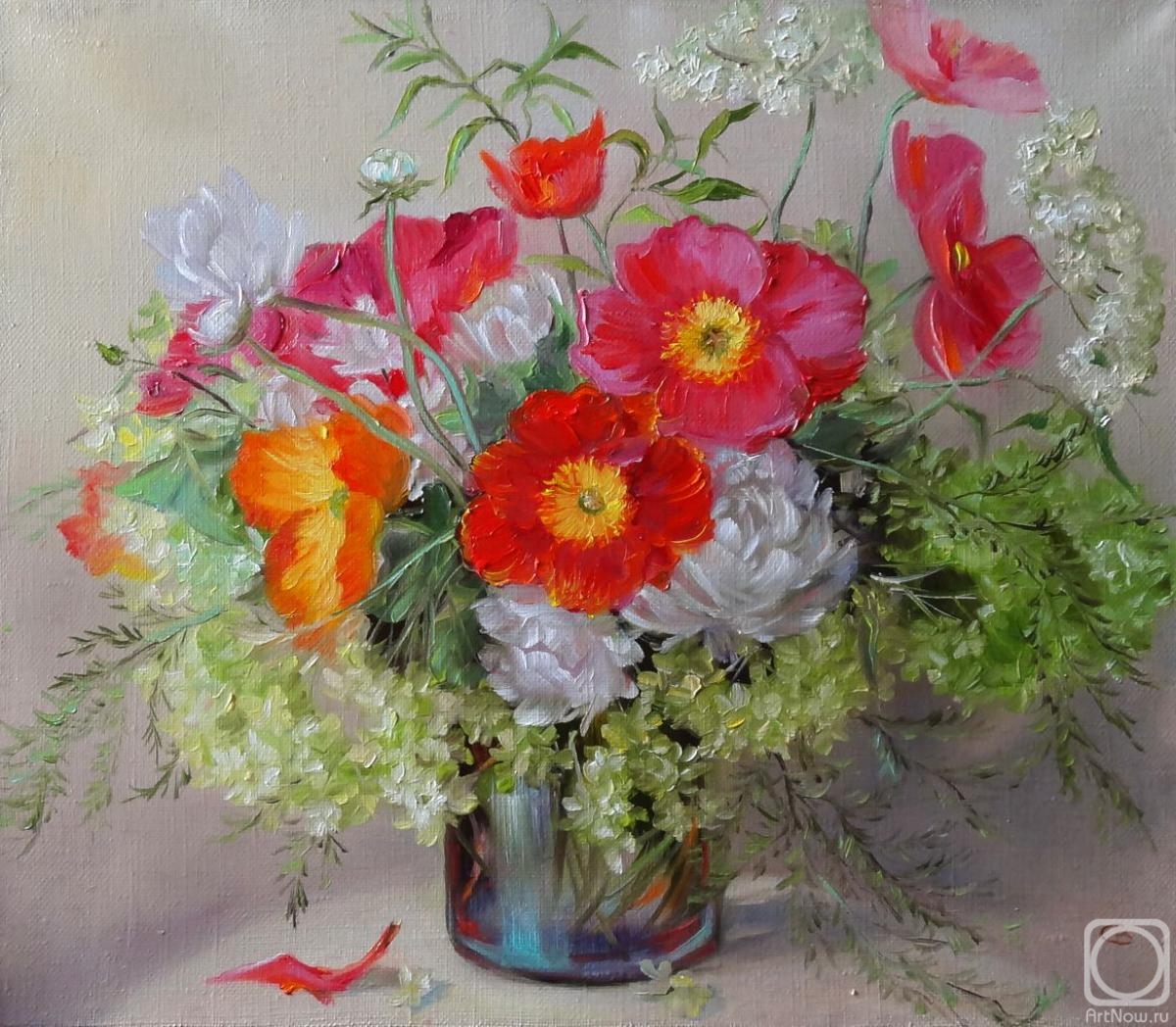 Razumova Svetlana. Poppies and hydrangeas