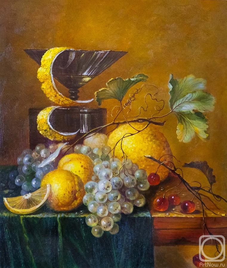 Kamskij Savelij. Copy of the painting Yan Davids de Hema. Still life with a glass of wine and fruit