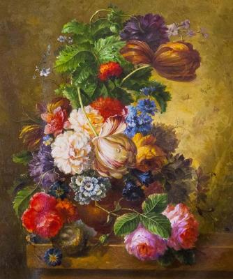 Copy of the painting of Jan van Hasuma. Still life with a flower vase. Kamskij Savelij