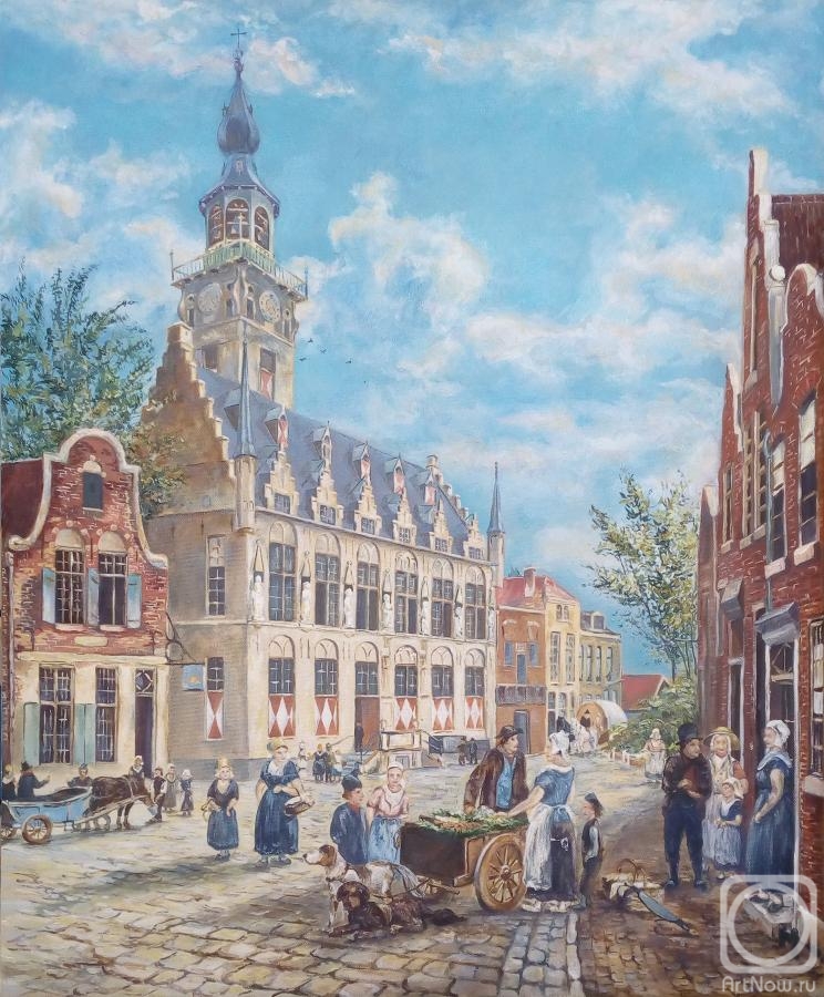 Zhukov Alexey. A cope of painting Christiaan Cornelis Dommelshuizen "The Town Hall in Veere"
