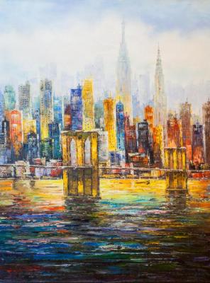 New york. View of the Manhattan skyline and Brooklyn bridge. Vevers Christina