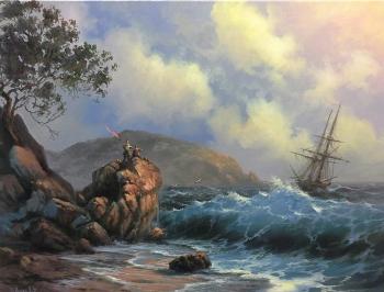 Sailboat in their native shores. Koval Vladimir