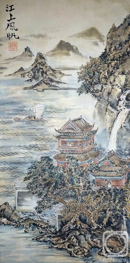 Mishukov Nikolay. Landscape with sailboat