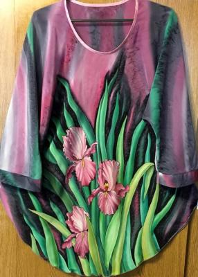 Batik-blouse "Evening irises" (   ). Moskvina Tatiana