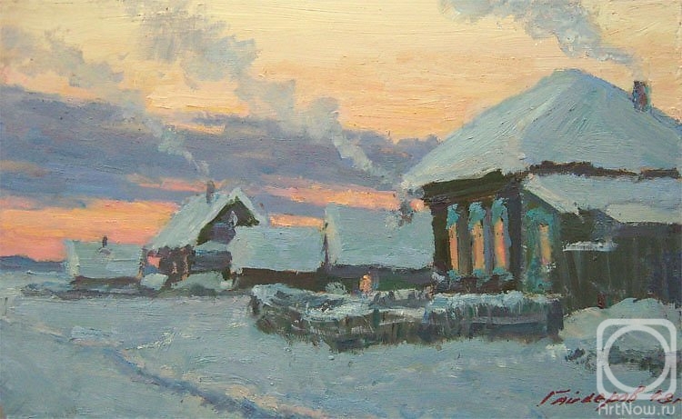 Gaiderov Michail. Frosty evening in the village