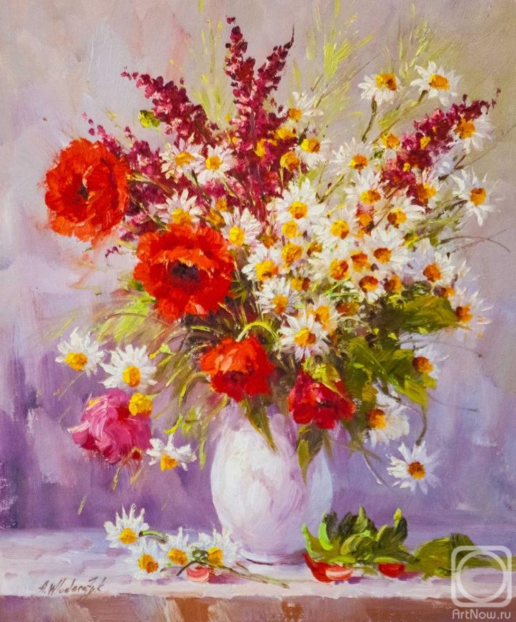 Vlodarchik Andjei. Bouquet with daisies and poppies