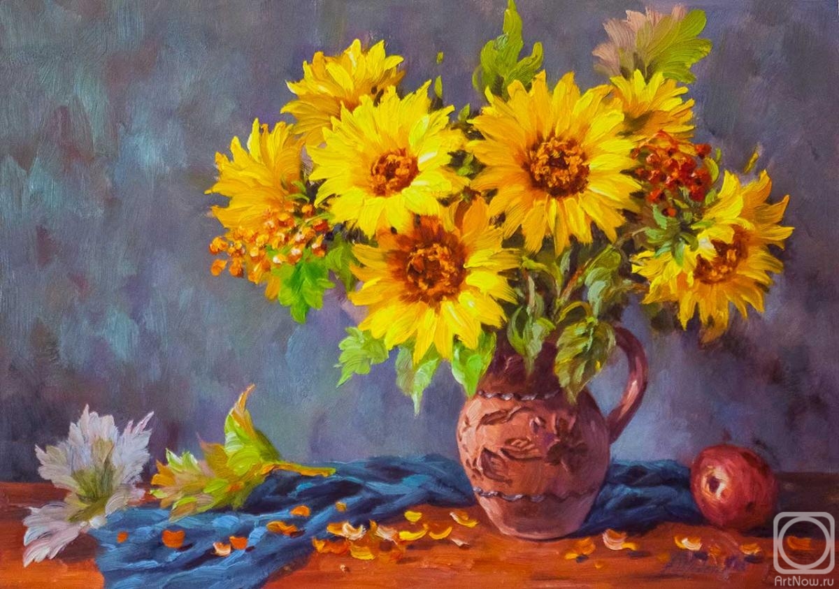 Vlodarchik Andjei. Still life with sunflowers and Rowan