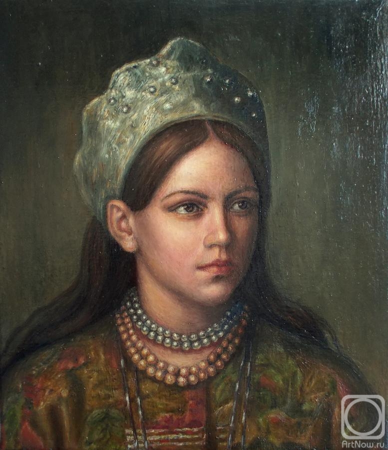 Mironova Tatiana. A copy of the F. S. Zhuravlev "portrait of a girl in Russian costume"