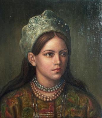 A copy of the F. S. Zhuravlev "portrait of a girl in Russian costume"