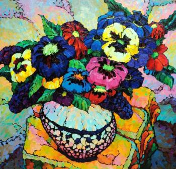 Flowers on a orange stool. Veselovsky Valery
