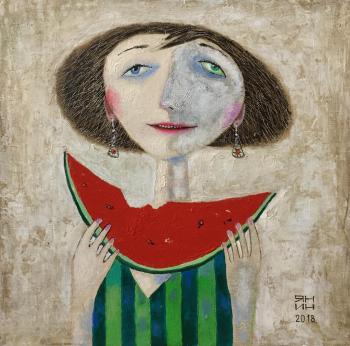 Girl with watermelon. Yanin Alexander