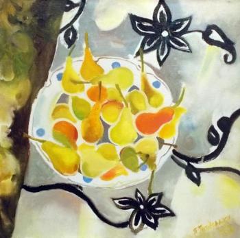Pears on a plate. Petrovskaya-Petovraji Olga