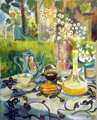 Still life with grandma's tea set. Petrovskaya-Petovraji Olga