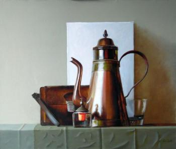 With coffee pot
