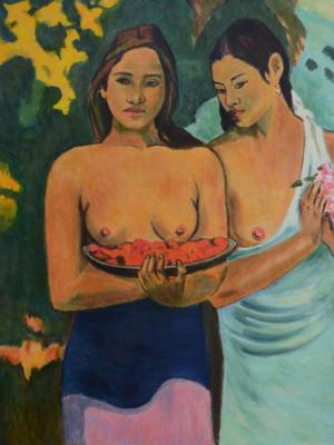 Two Tahitian Women - by Paul Gauguin (Cloisonism). Yaskin Vladimir