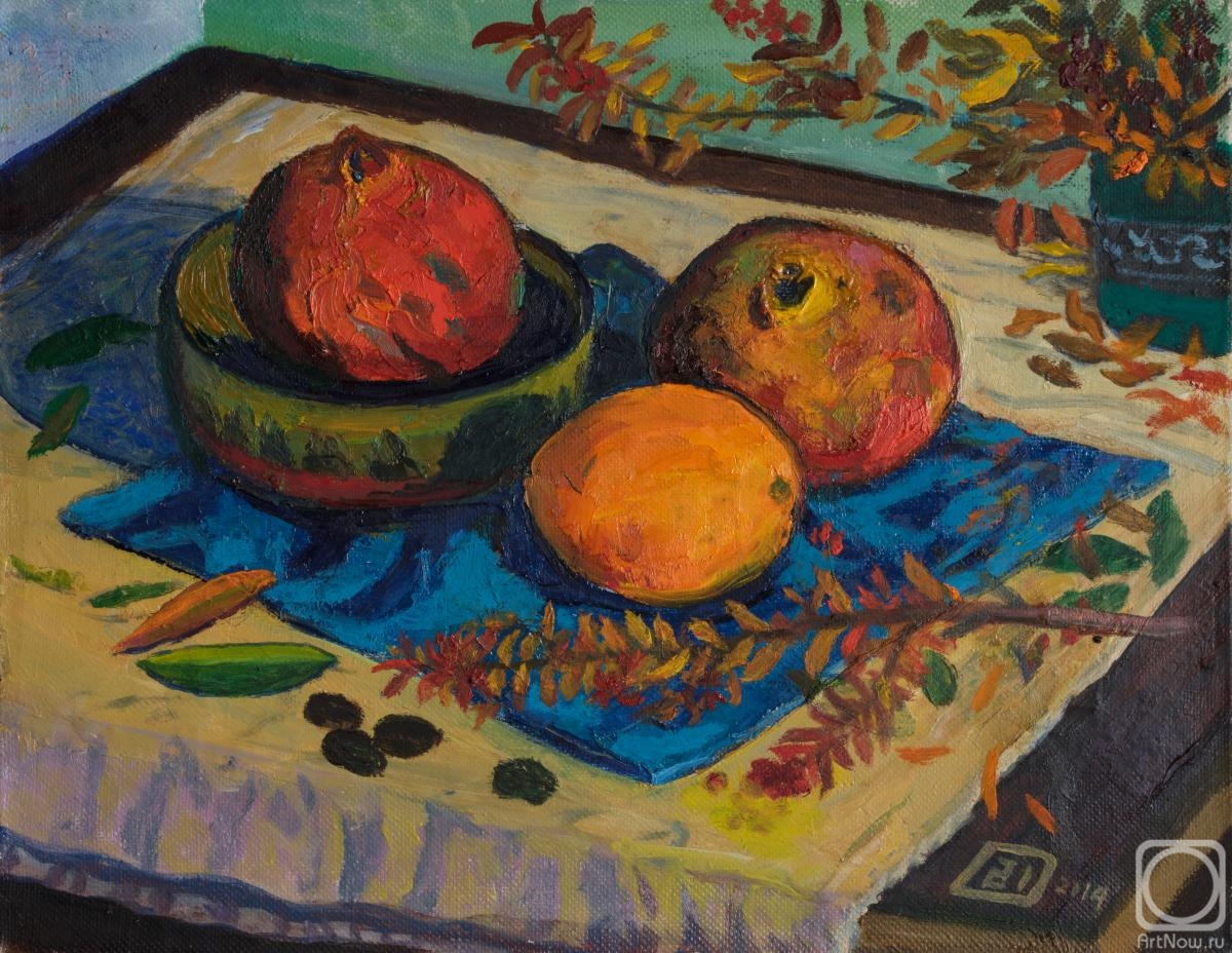 Li Moesey. Pomegranates and an orange