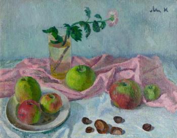 Still life with apples and chestnuts. Li Moesey