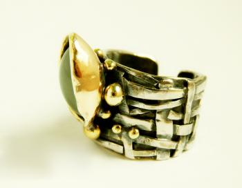 Ring "Alyonushka" with cat's eye (Ring Abstraction). Dementiev Sergey