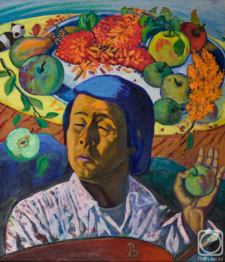 Li Moesey. Self-portrait with an apple