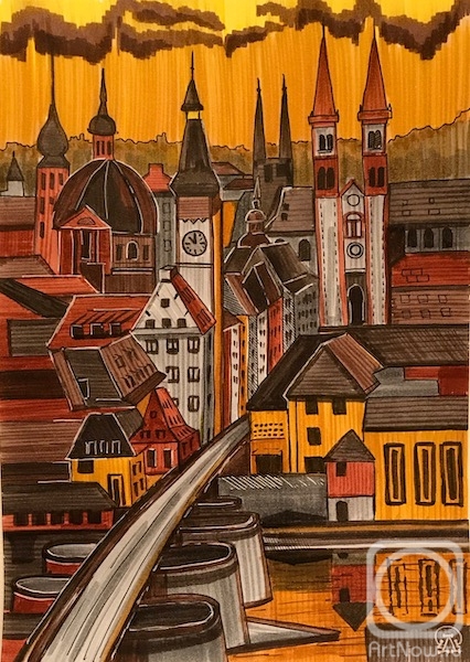 Lukaneva Larissa. Sunset city (sketch)