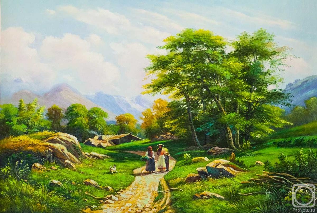 Romm Alexandr. Copy of Ivan Shishkin's painting. Swiss landscape