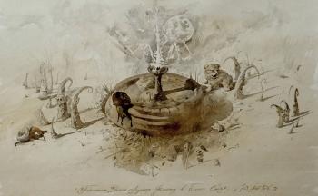 The worship of the Moon Snail Fountain in the Night Garden. Laptev Juri
