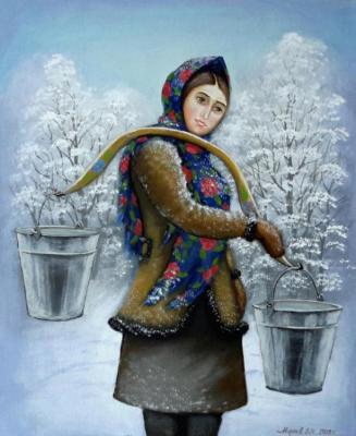 Peasant woman with a yoke (A Girl With Buckets). Markoff Vladimir
