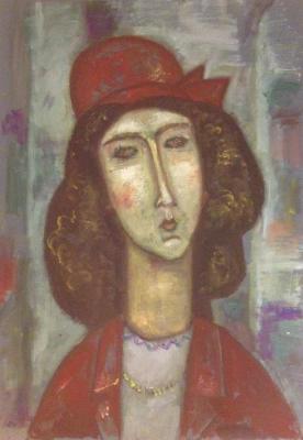 Lady in red hat. Bykov Sergey