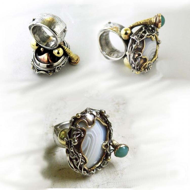 Dementiev Sergey. Saturn ring with agate and Apatite