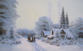Snowy day in the village