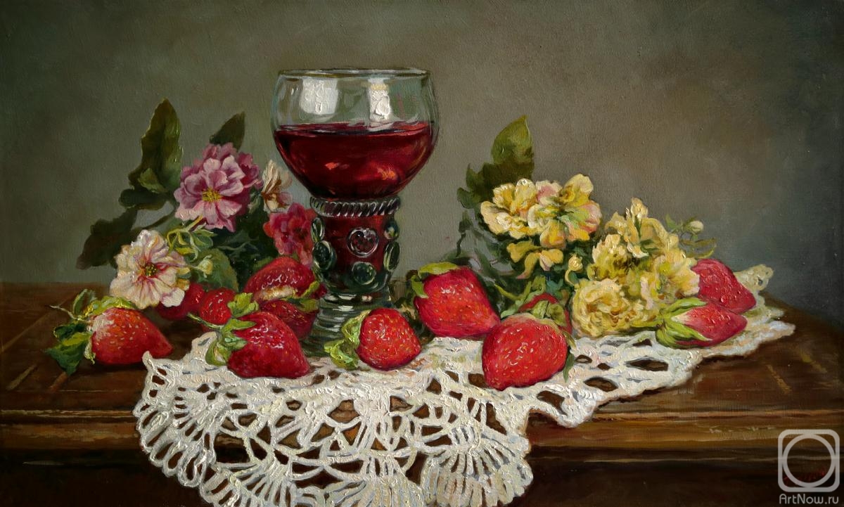 Panov Eduard. Wine and strawberries